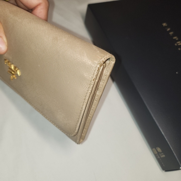 PRADA Grey Saffiano Leather Tessuto Bifold Long Wallet - Picture 5 of 16